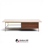 paul mccobb for calvin mid century travertine and brass coffee table