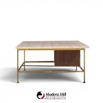 paul mccobb for calvin mid century travertine and brass coffee table