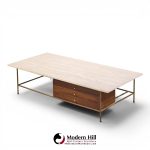 paul mccobb for calvin mid century travertine and brass coffee table