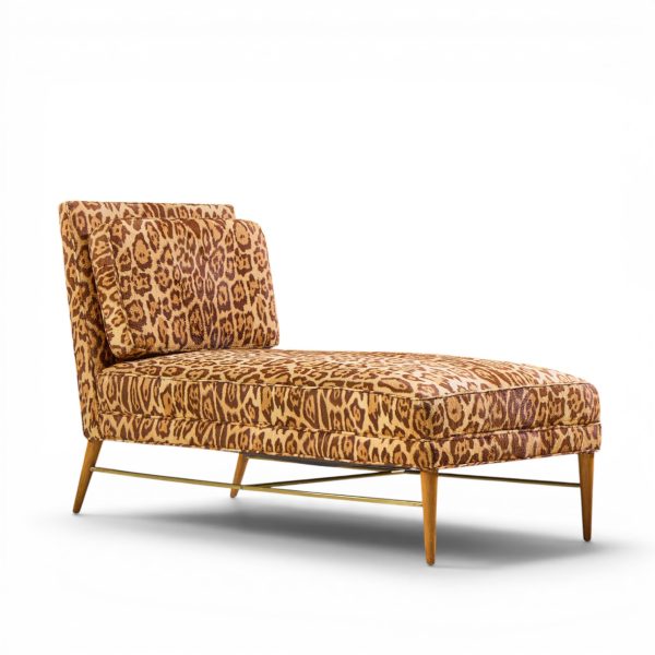 paul mccobb for calvin mid century walnut and brass chaise lounge