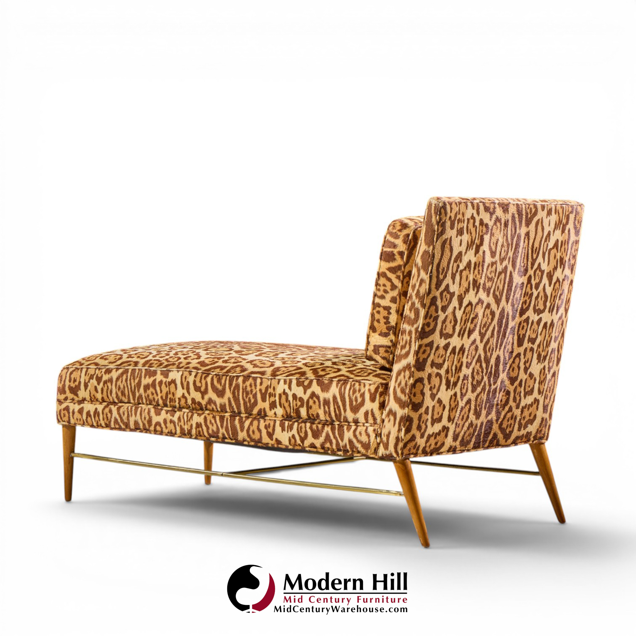 paul mccobb for calvin mid century walnut and brass chaise lounge