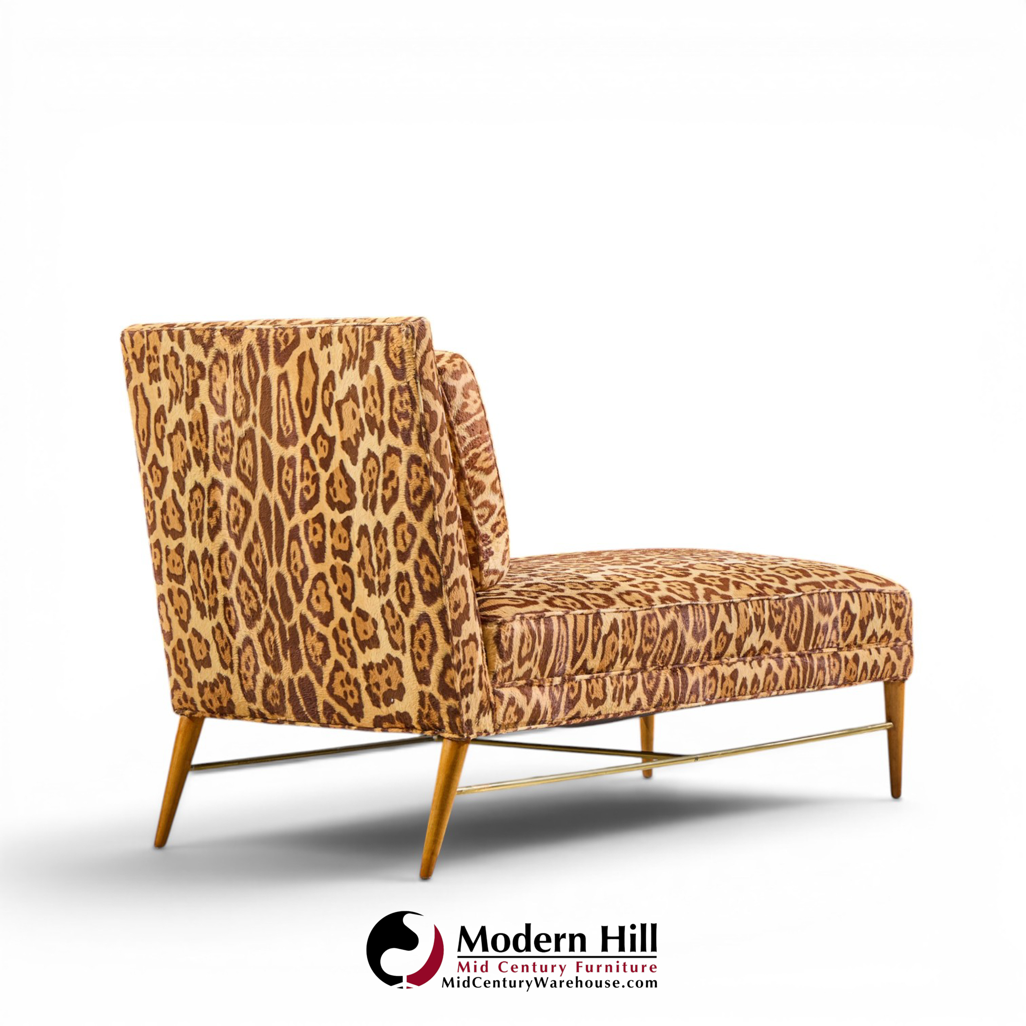 paul mccobb for calvin mid century walnut and brass chaise lounge