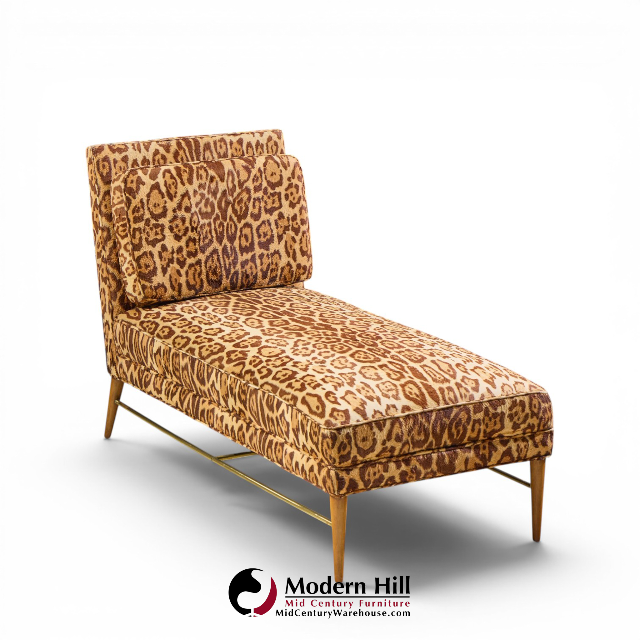 paul mccobb for calvin mid century walnut and brass chaise lounge