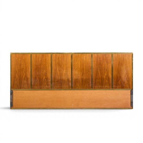 paul mccobb for calvin mid century walnut and brass king headboard