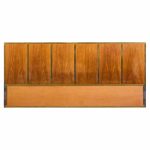 paul mccobb for calvin mid century walnut and brass king headboard