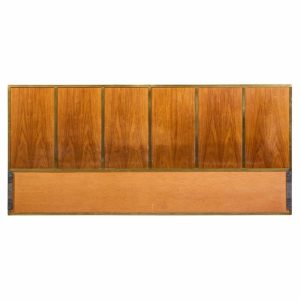 paul mccobb for calvin mid century walnut and brass king headboard
