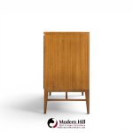 paul mccobb for calvin mid century walnut and brass room divider credenza with hutch