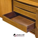 paul mccobb for calvin mid century walnut and brass room divider credenza with hutch