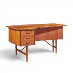 peter løvig nielsen mid century danish teak boomerang desk
