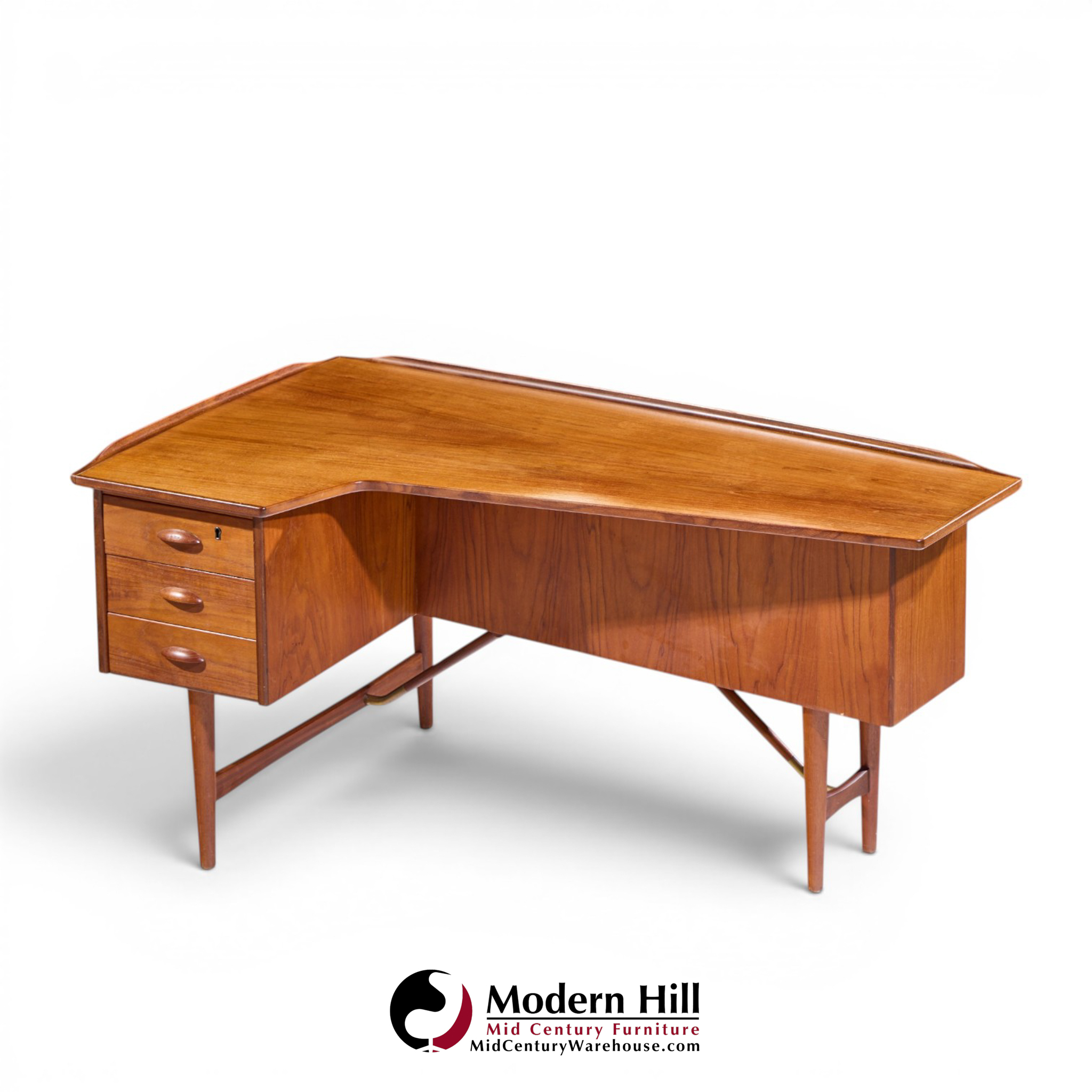 peter løvig nielsen mid century danish teak boomerang desk