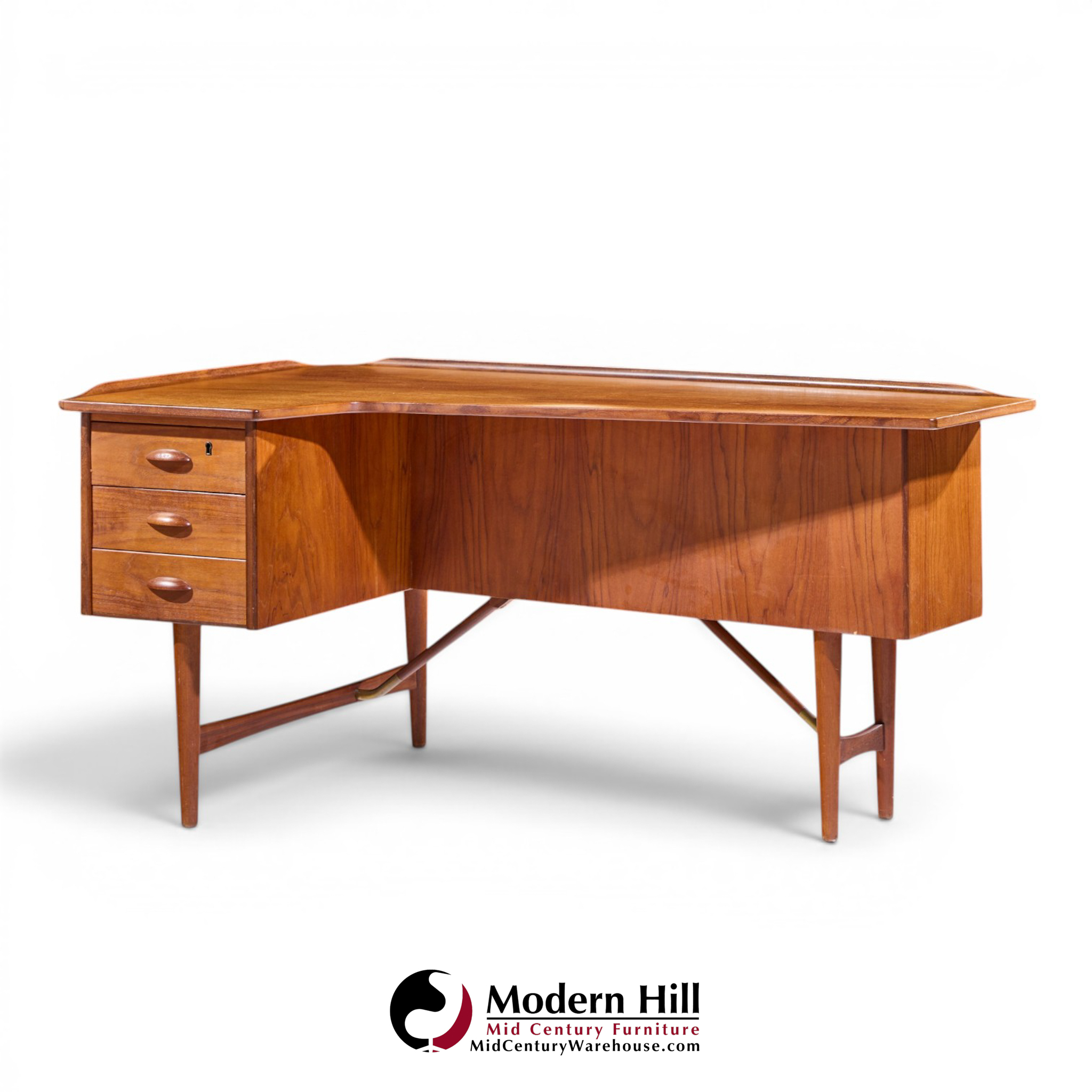 peter løvig nielsen mid century danish teak boomerang desk