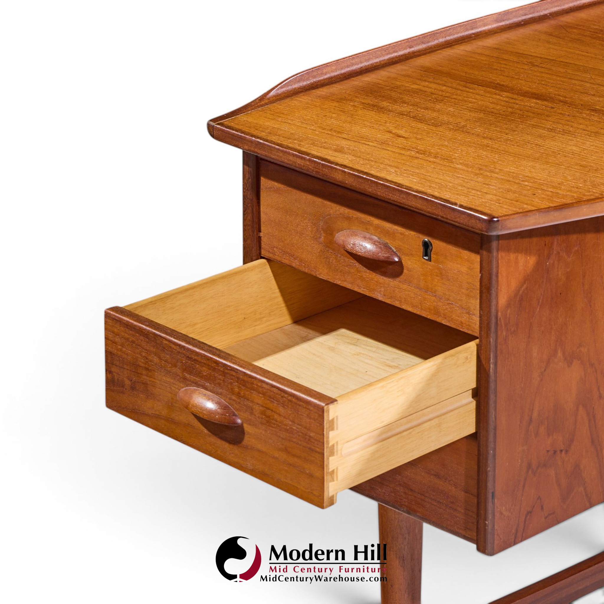 peter løvig nielsen mid century danish teak boomerang desk