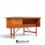 peter løvig nielsen mid century danish teak boomerang desk