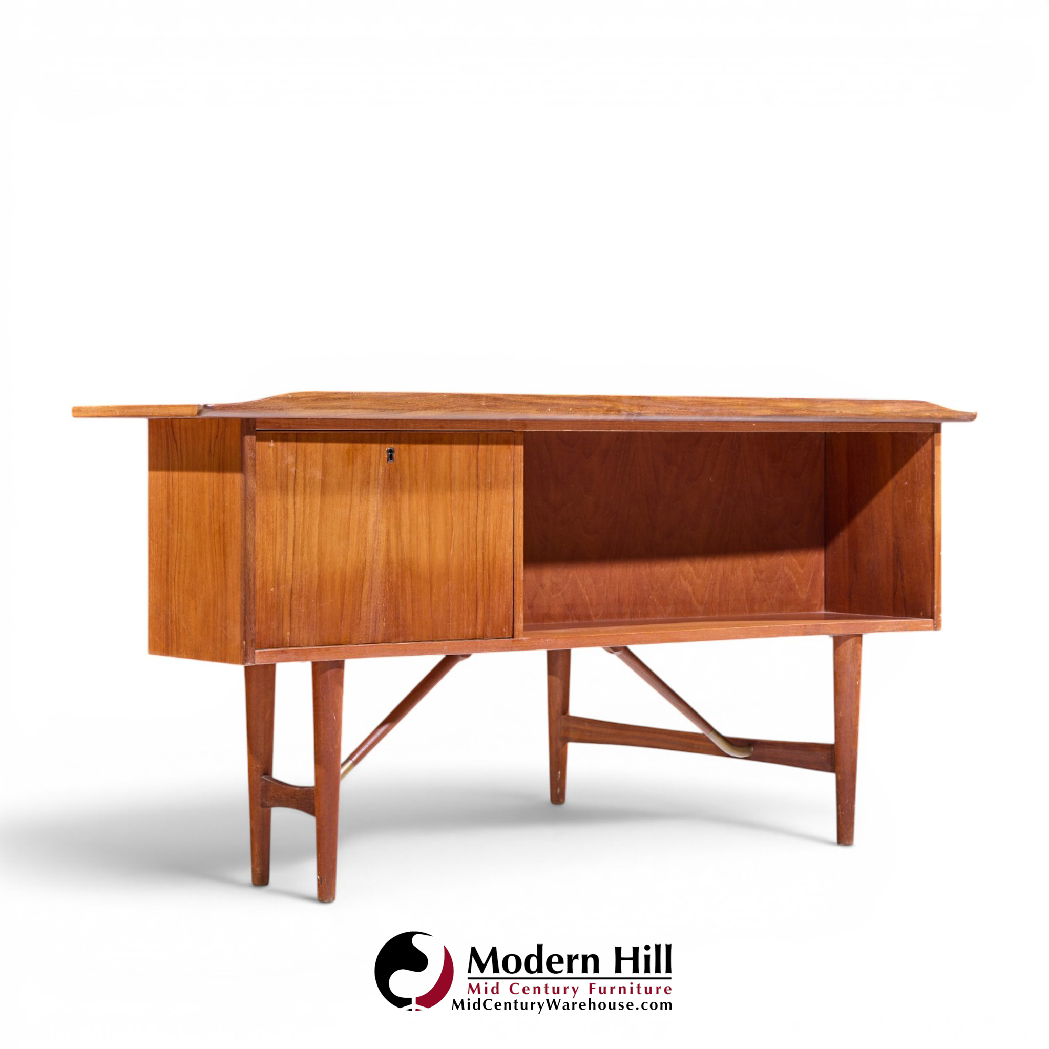 peter løvig nielsen mid century danish teak boomerang desk