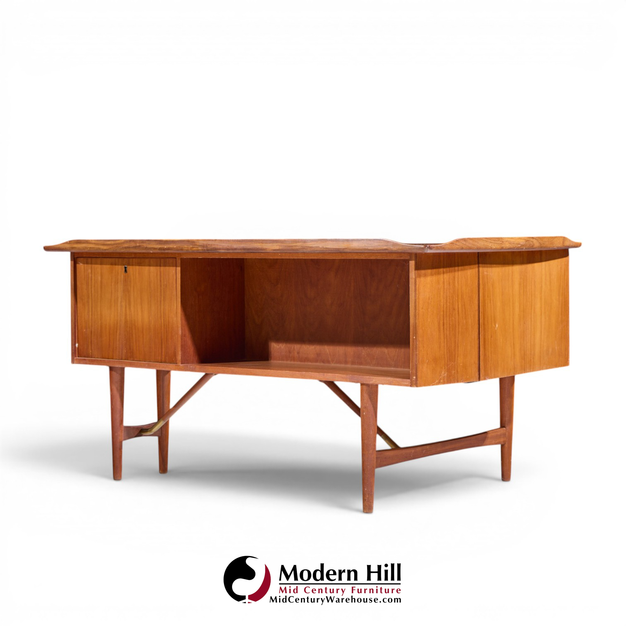 peter løvig nielsen mid century danish teak boomerang desk