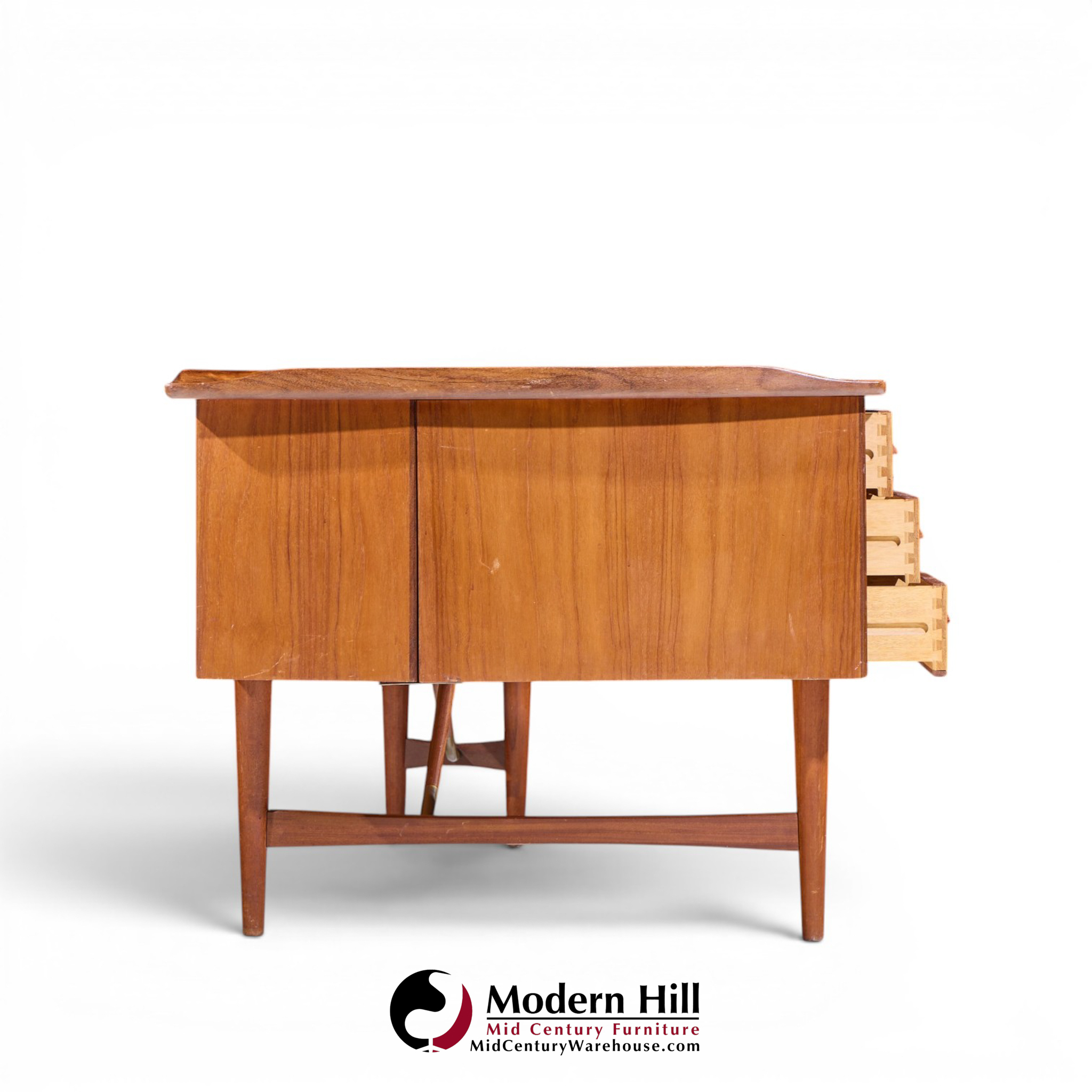 peter løvig nielsen mid century danish teak boomerang desk