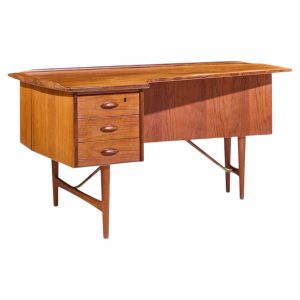 peter løvig nielsen mid century danish teak boomerang desk
