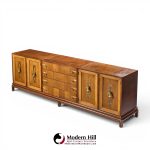 renzo rutili for johnson furniture mid century walnut and brass credenza