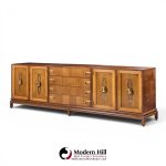 renzo rutili for johnson furniture mid century walnut and brass credenza