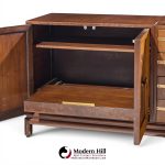 renzo rutili for johnson furniture mid century walnut and brass credenza