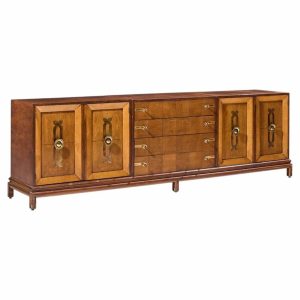 renzo rutili for johnson furniture mid century walnut and brass credenza