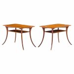 t.h. robsjohn gibbings for widdicomb mid century bleached mahogany sabre side end tables - pair