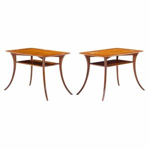 t.h. robsjohn gibbings for widdicomb mid century bleached mahogany sabre side end tables - pair