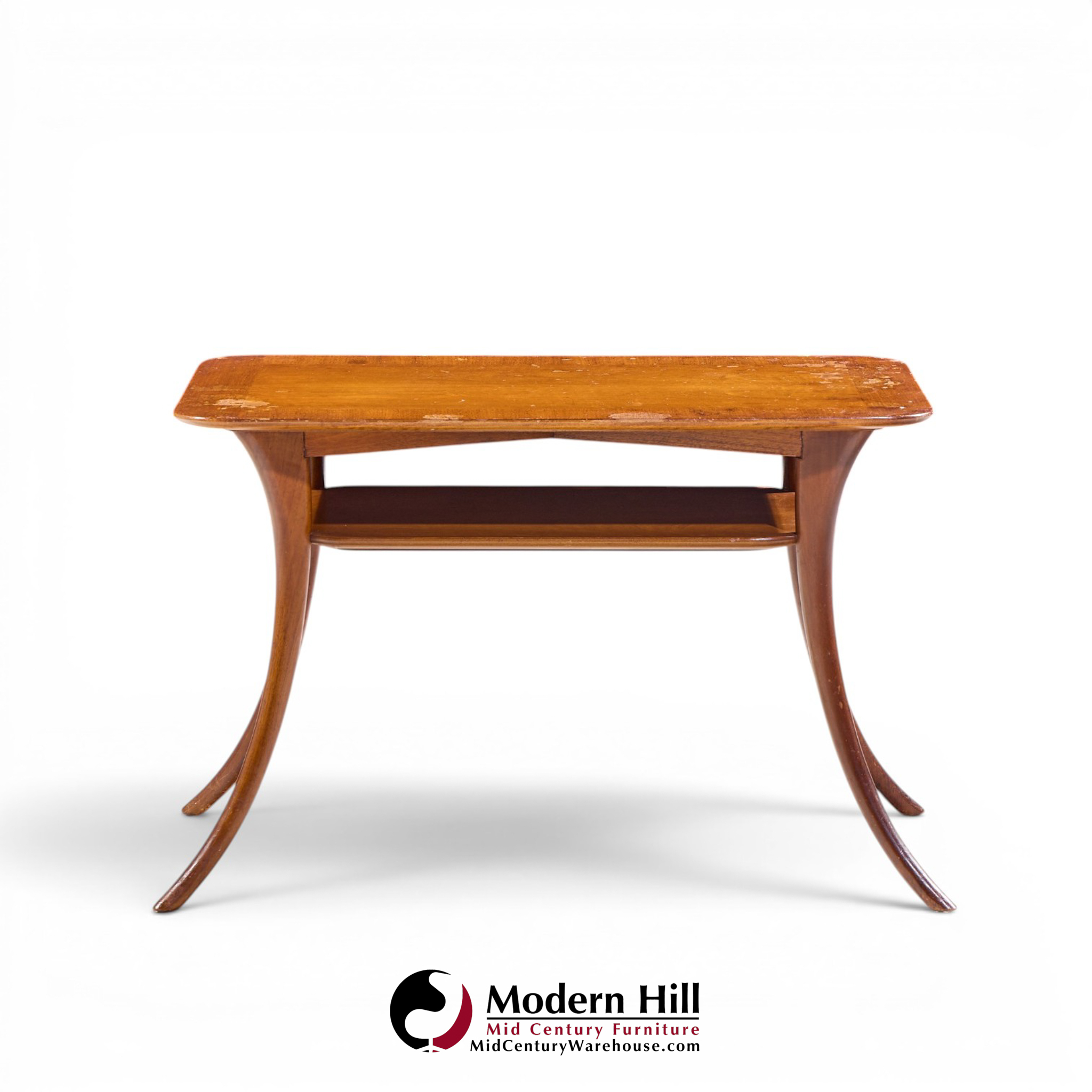 t.h. robsjohn gibbings for widdicomb mid century bleached mahogany sabre side end tables - pair