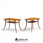 t.h. robsjohn gibbings for widdicomb mid century bleached mahogany sabre side end tables - pair