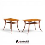 t.h. robsjohn gibbings for widdicomb mid century bleached mahogany sabre side end tables - pair