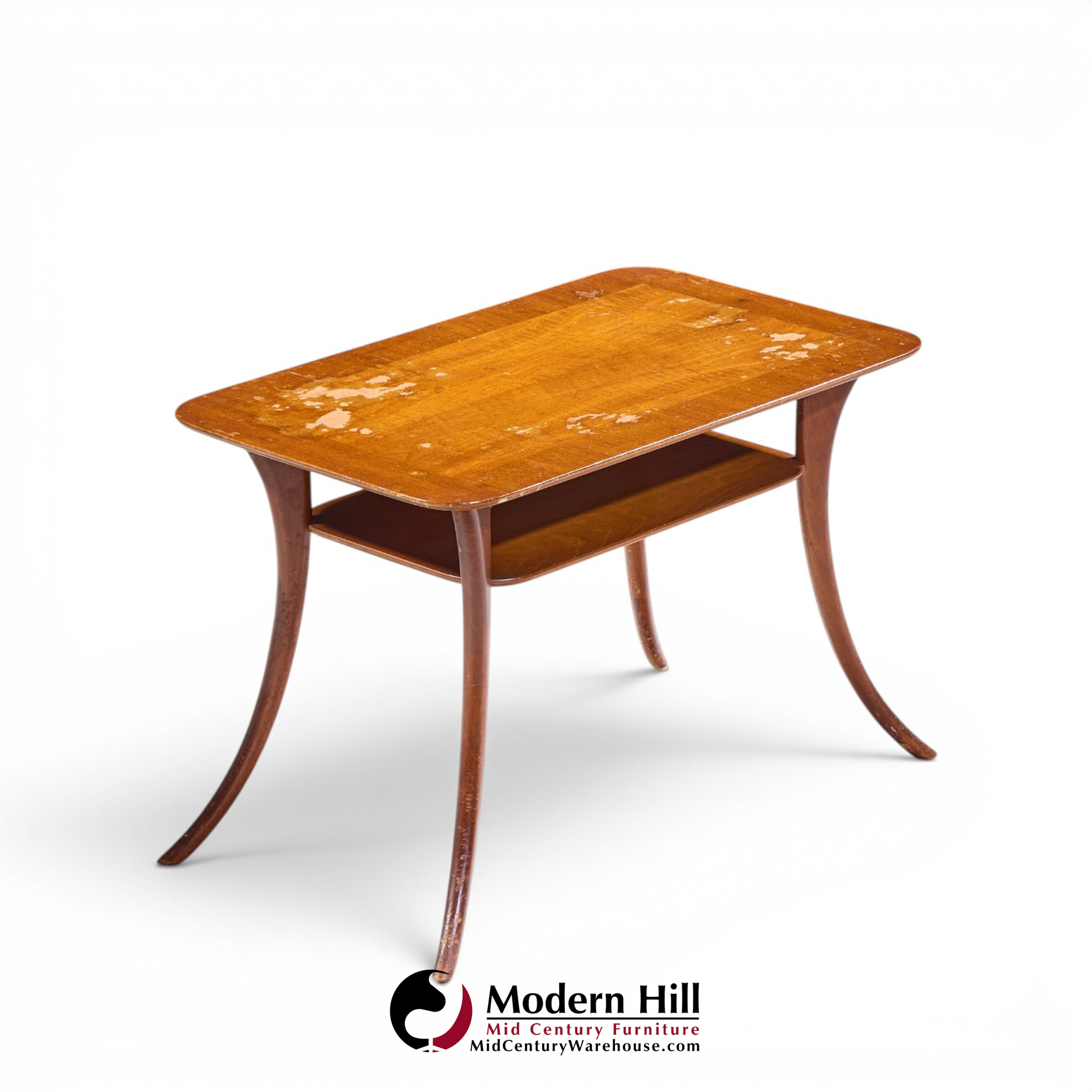 t.h. robsjohn gibbings for widdicomb mid century bleached mahogany sabre side end tables - pair
