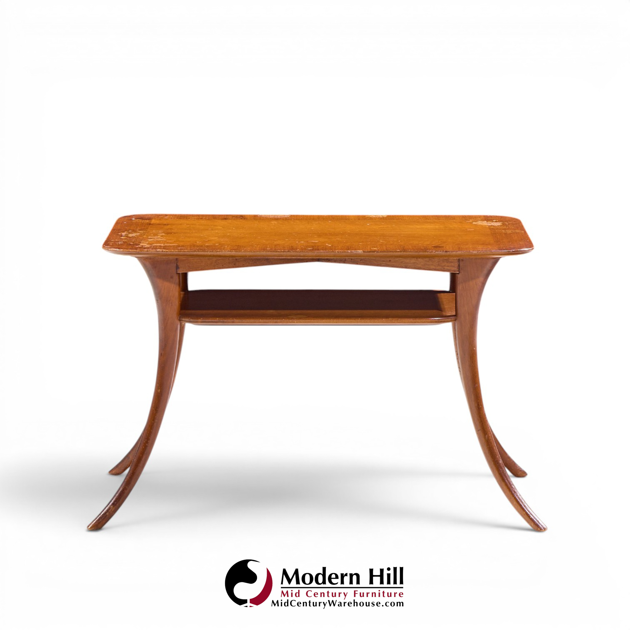t.h. robsjohn gibbings for widdicomb mid century bleached mahogany sabre side end tables - pair