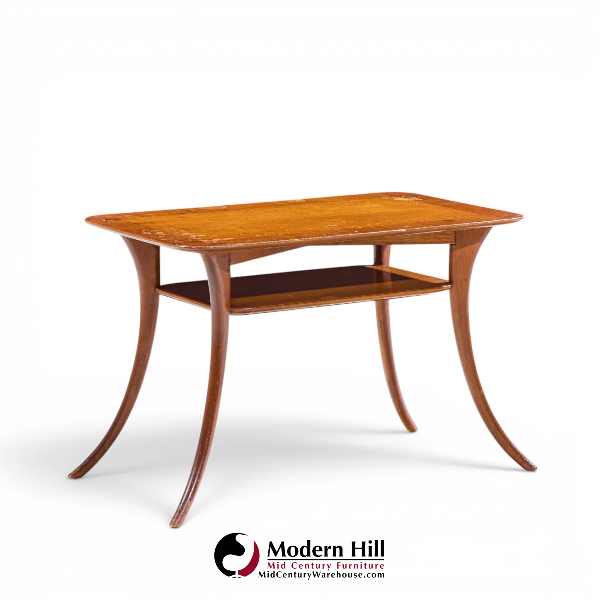 t.h. robsjohn gibbings for widdicomb mid century bleached mahogany sabre side end tables - pair