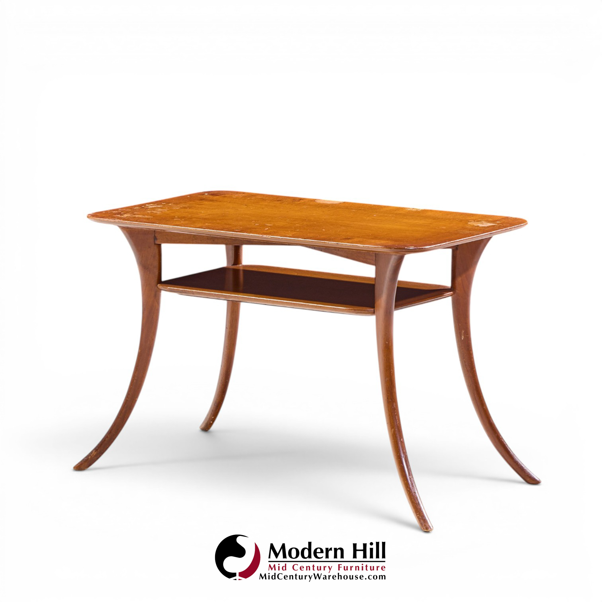 t.h. robsjohn gibbings for widdicomb mid century bleached mahogany sabre side end tables - pair