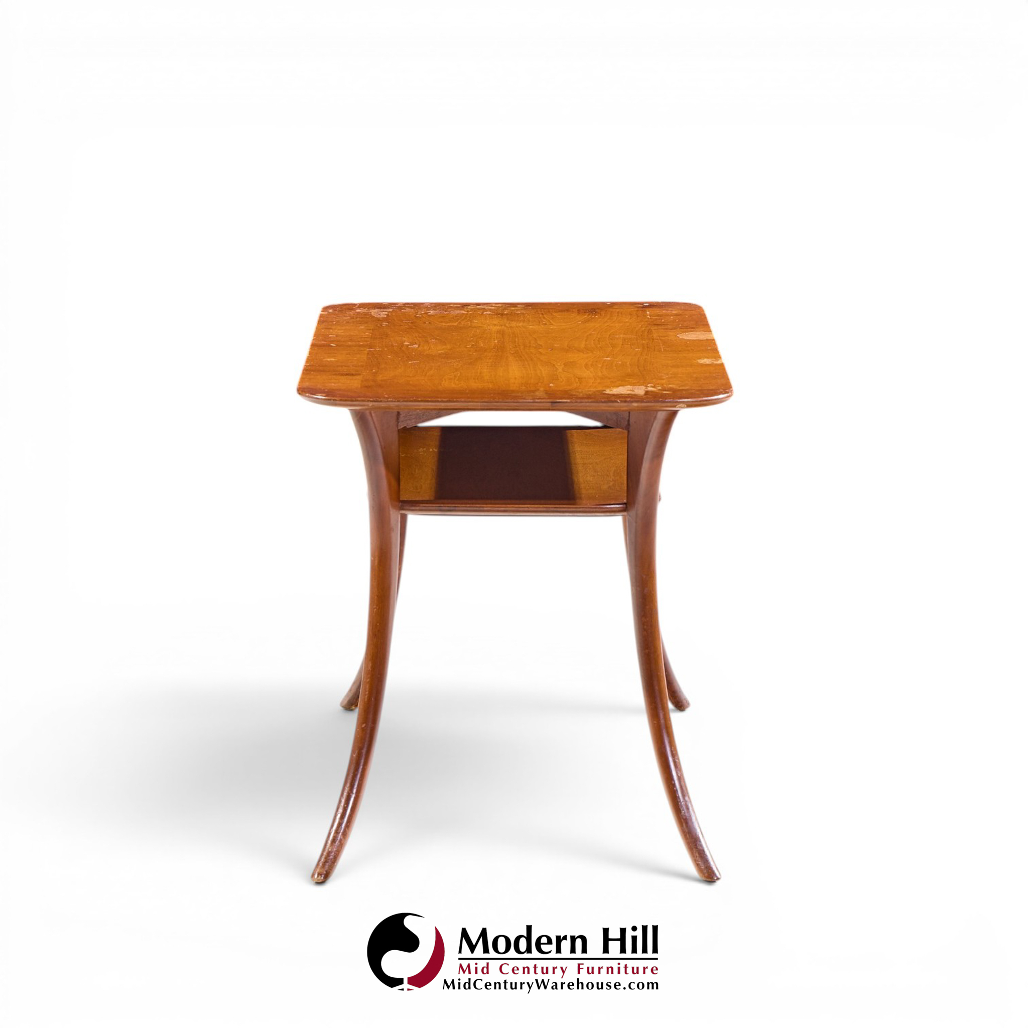 t.h. robsjohn gibbings for widdicomb mid century bleached mahogany sabre side end tables - pair