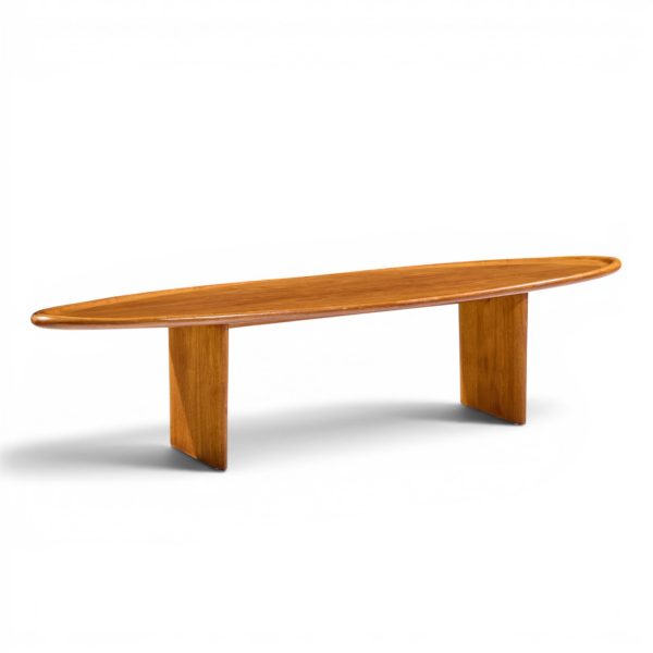 t.h. robsjohn gibbings for widdicomb model 3304 mid century mahogany surfboard coffee table