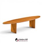t.h. robsjohn gibbings for widdicomb model 3304 mid century mahogany surfboard coffee table