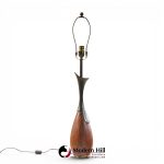 tony paul for westwood industries mid century walnut and brass lamps - pair
