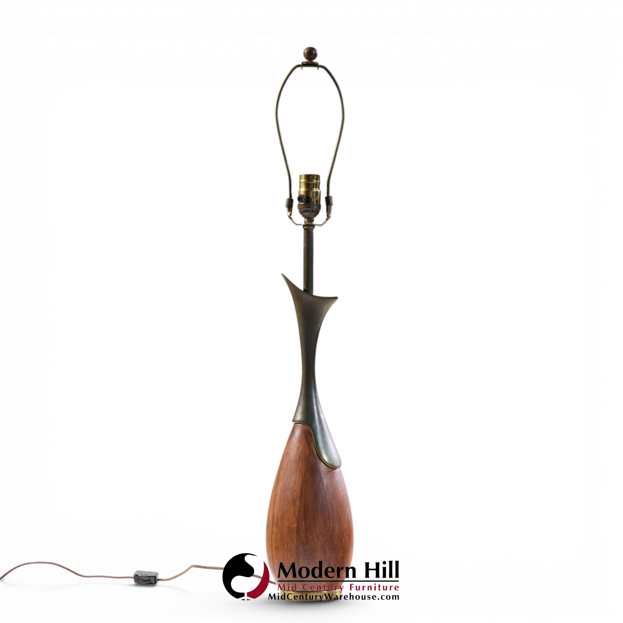 tony paul for westwood industries mid century walnut and brass lamps - pair