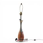 tony paul for westwood industries mid century walnut and brass lamps - pair