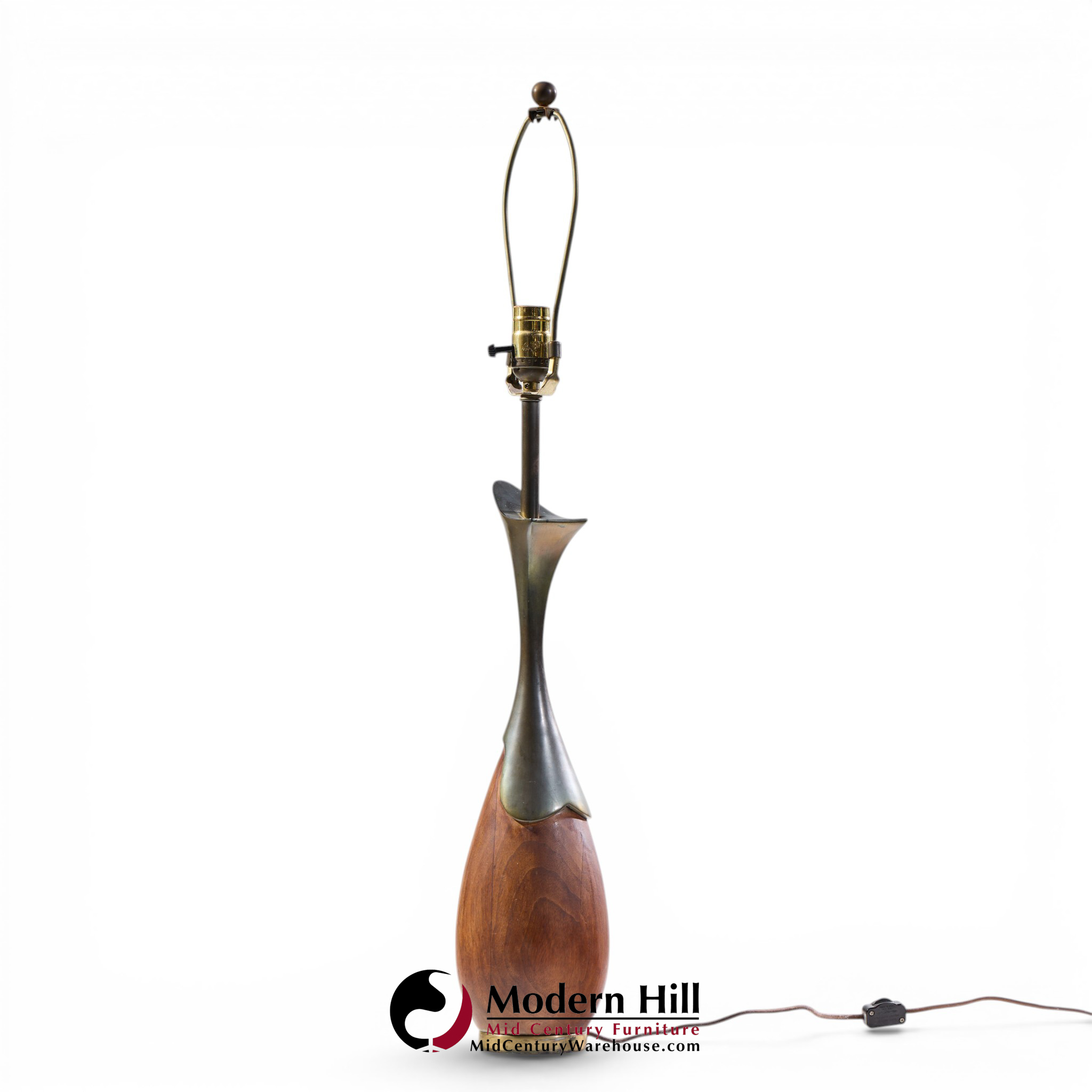 tony paul for westwood industries mid century walnut and brass lamps - pair