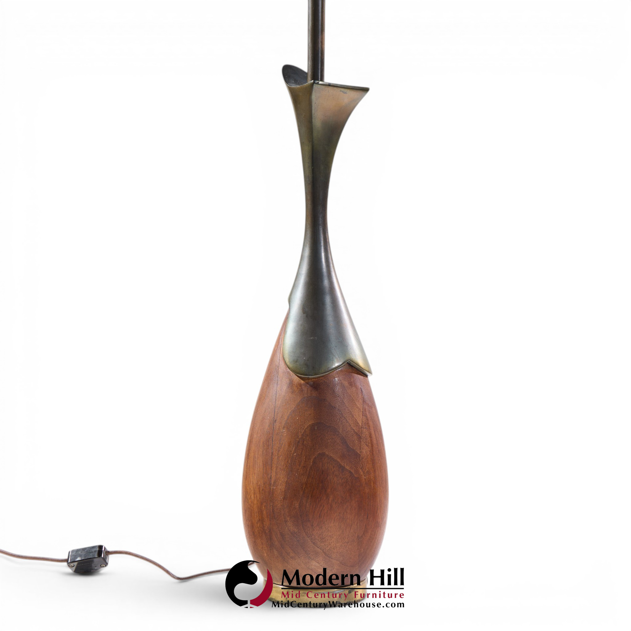 tony paul for westwood industries mid century walnut and brass lamps - pair