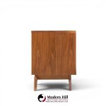 young manufacturing mid century walnut and burlwood credenza and hutch