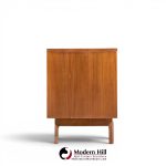 young manufacturing mid century walnut and burlwood credenza and hutch
