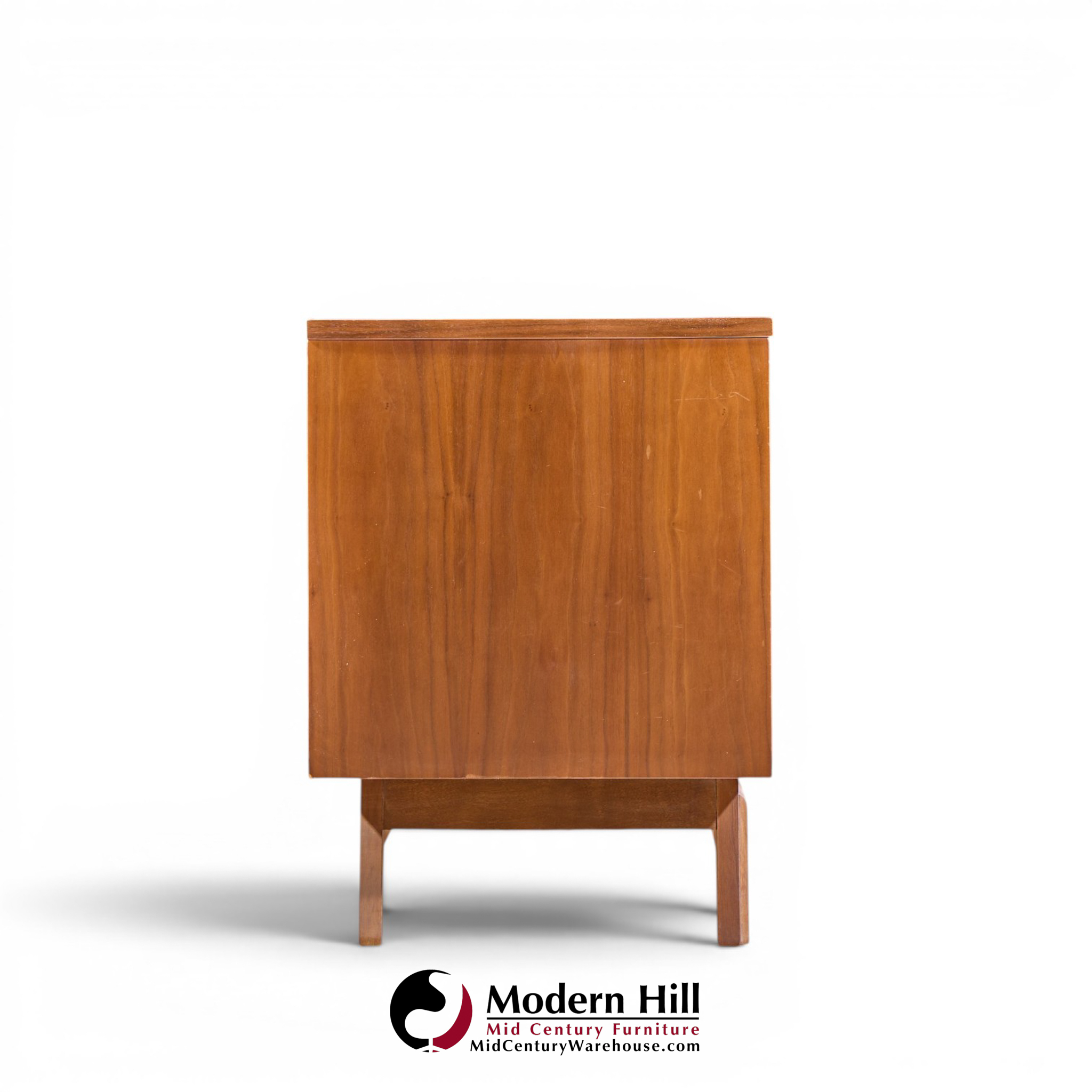young manufacturing mid century walnut and burlwood credenza and hutch