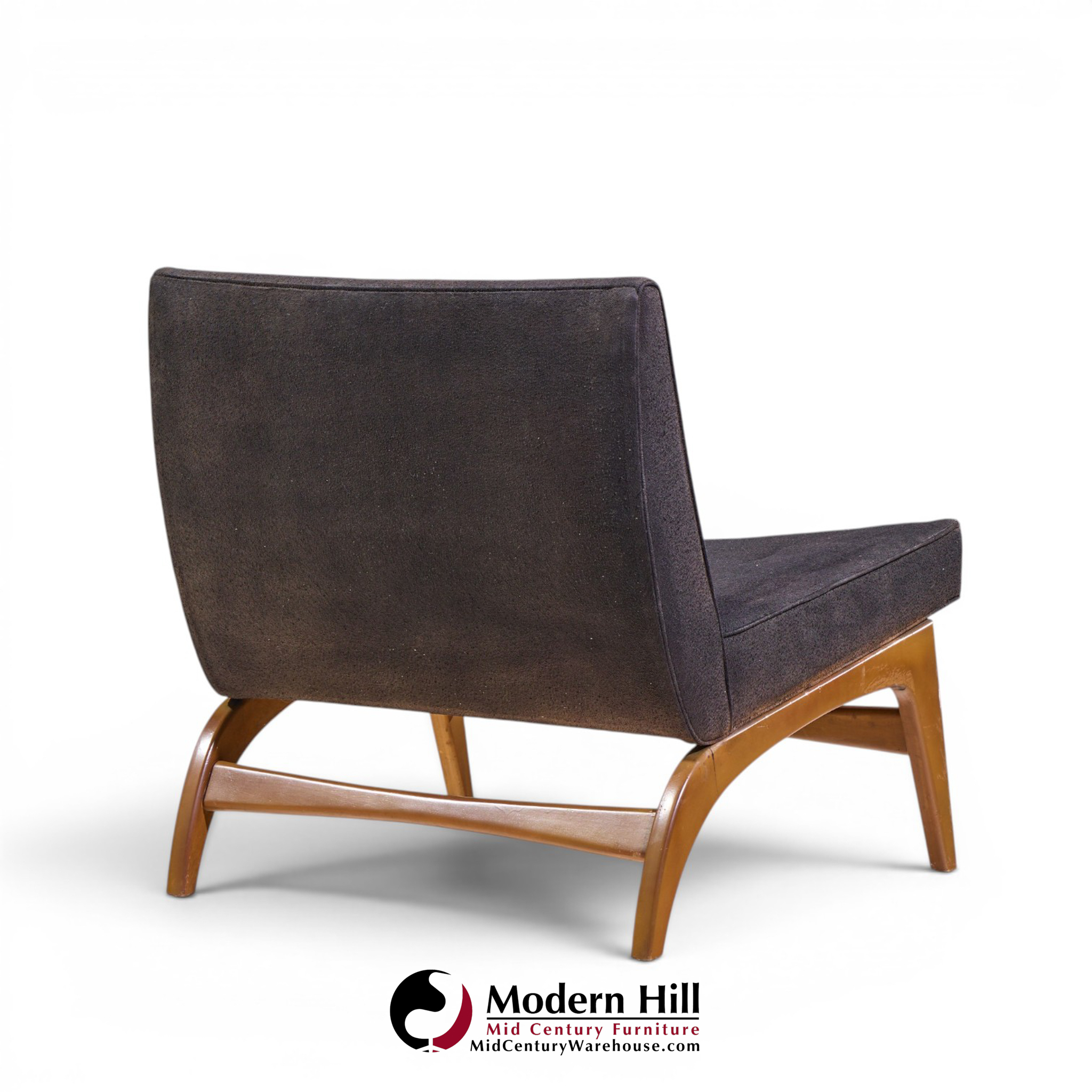 adrian pearsall style mid century walnut slipper chairs - pair