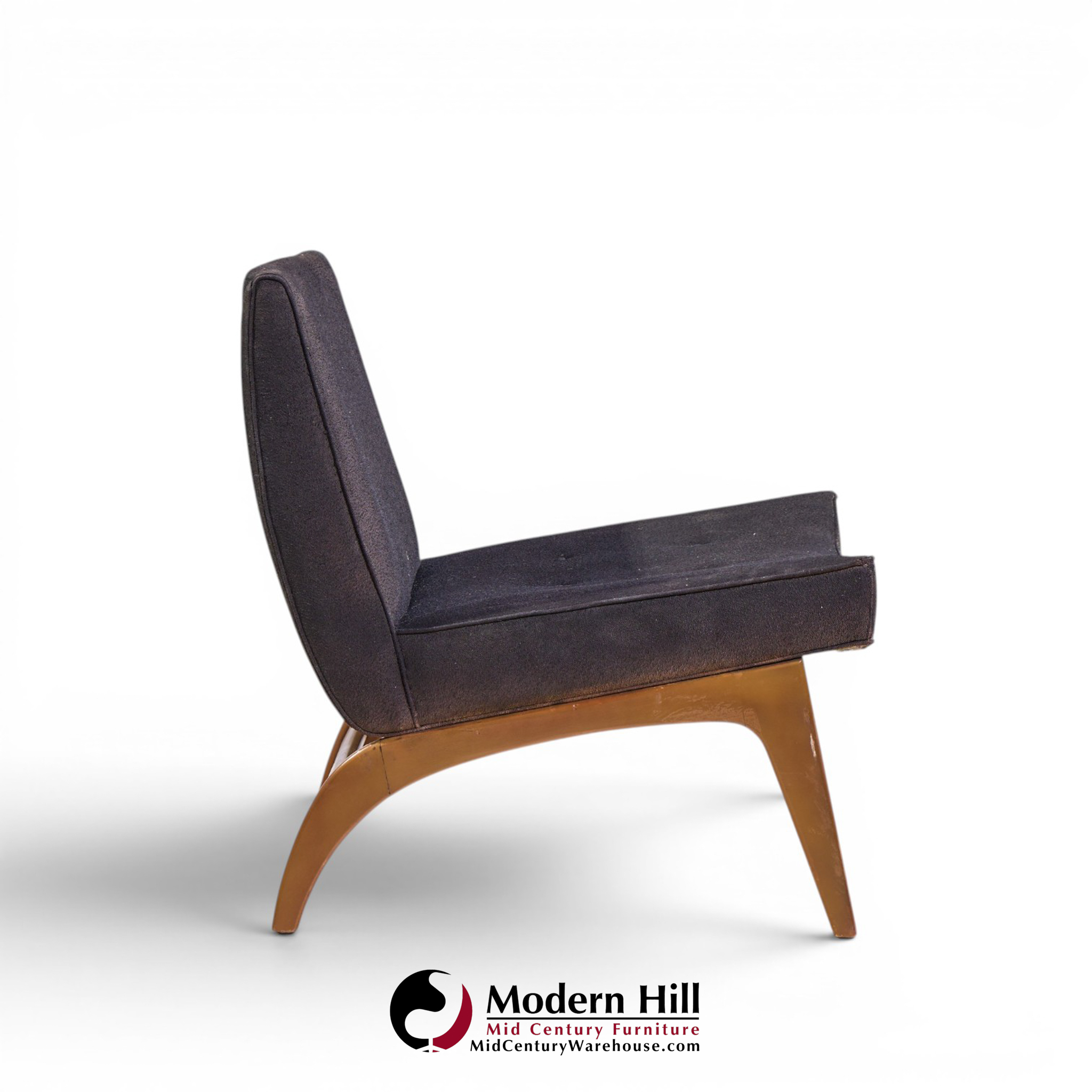 adrian pearsall style mid century walnut slipper chairs - pair