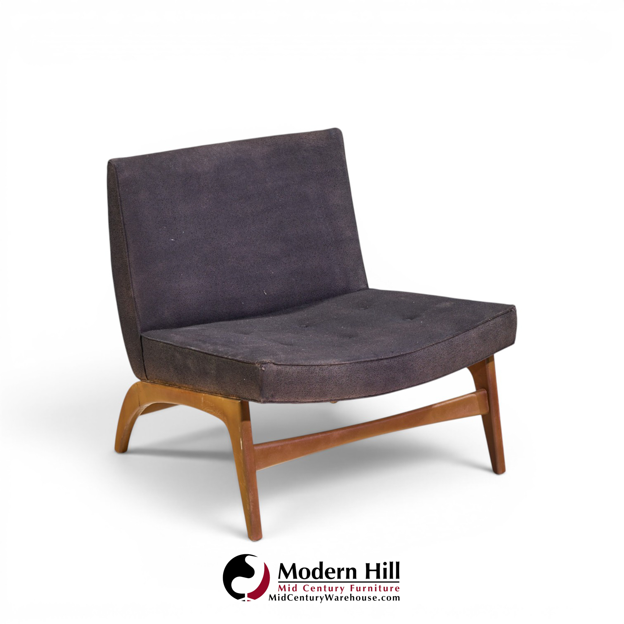 adrian pearsall style mid century walnut slipper chairs - pair