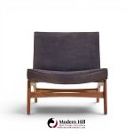adrian pearsall style mid century walnut slipper chairs - pair