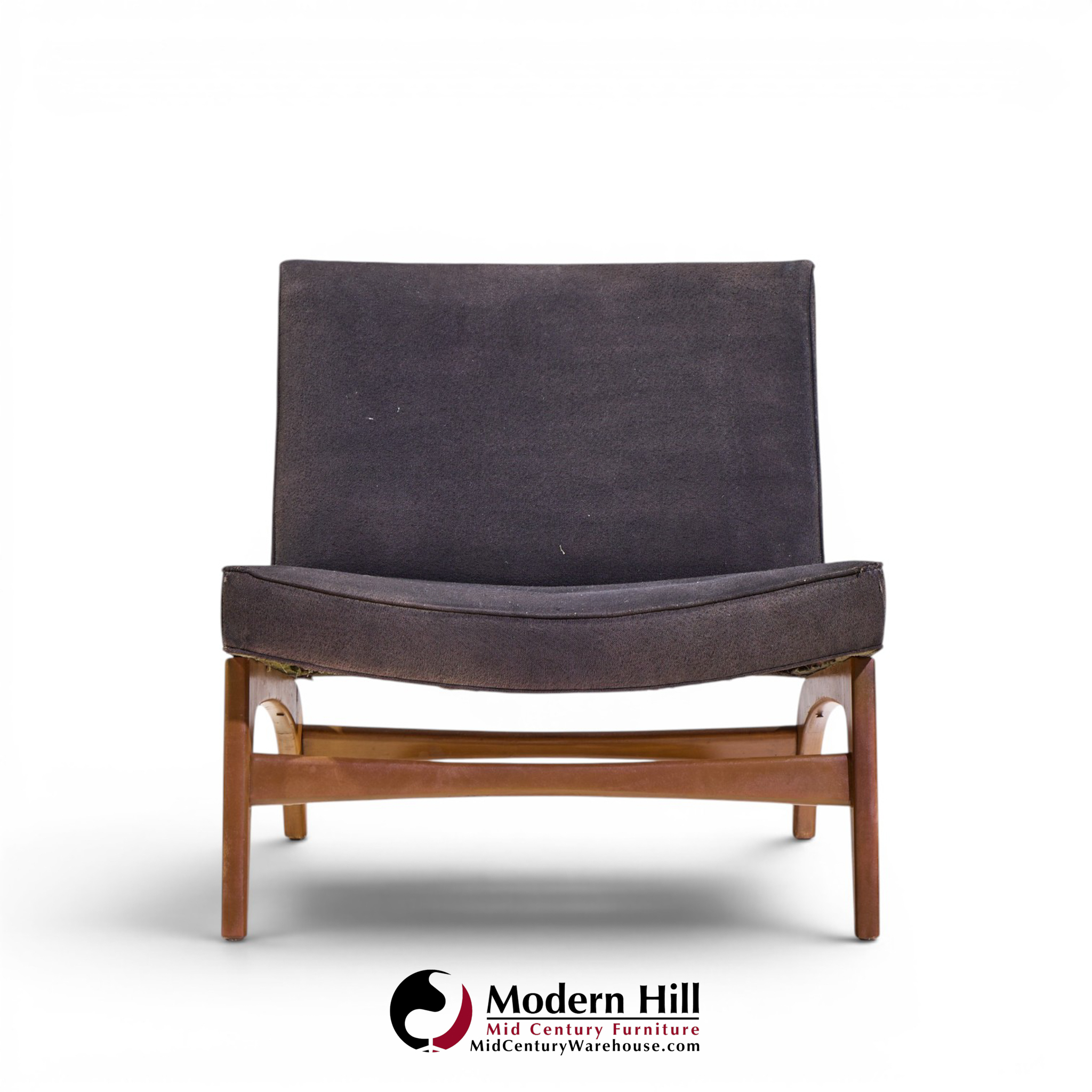 adrian pearsall style mid century walnut slipper chairs - pair